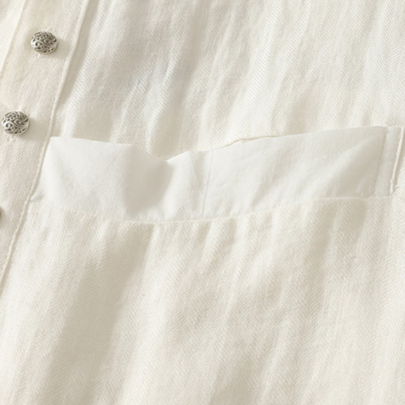 Nimara Ritual Spring Plain V-Neck Long Sleeve Women's Cotton Shirt