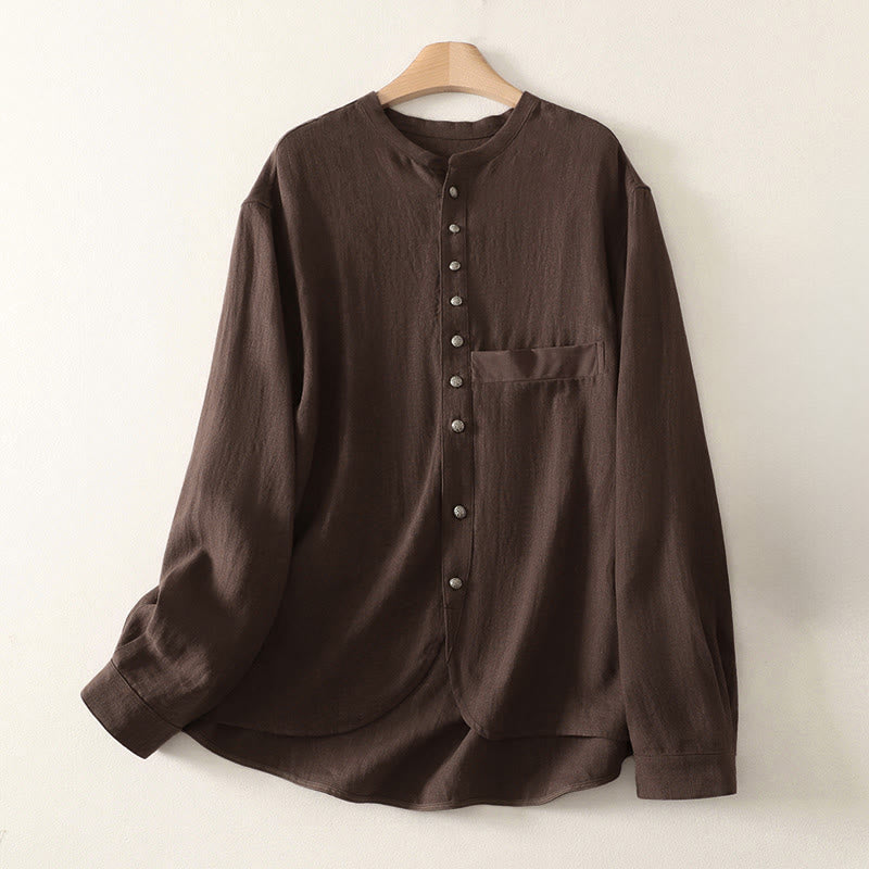 Nimara Ritual Spring Plain V-Neck Long Sleeve Women's Cotton Shirt
