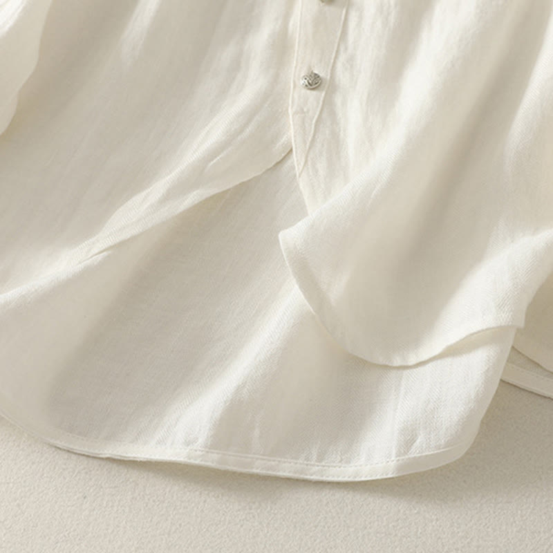 Nimara Ritual Spring Plain V-Neck Long Sleeve Women's Cotton Shirt