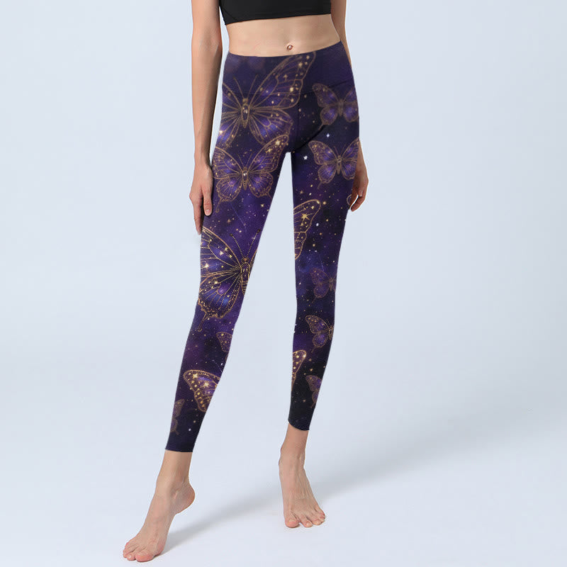 Nimara Ritual Romantic Style Butterfly Pattern Print Gym Leggings Women's Yoga Pants