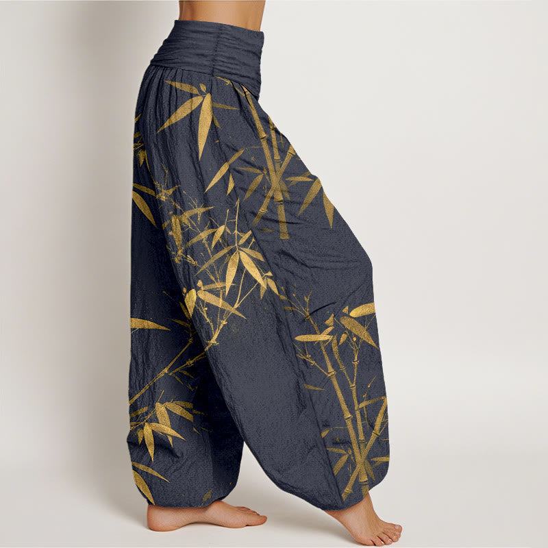 Nimara Ritual Pure Cotton Classical Bamboo Pattern Women's Elastic Waist Harem Pants
