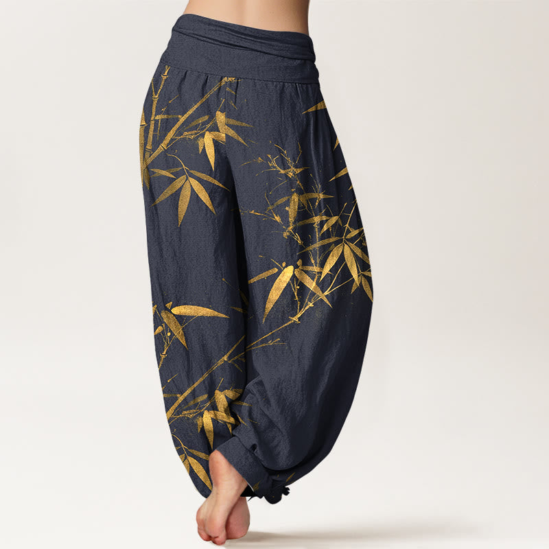 Nimara Ritual Pure Cotton Classical Bamboo Pattern Women's Elastic Waist Harem Pants