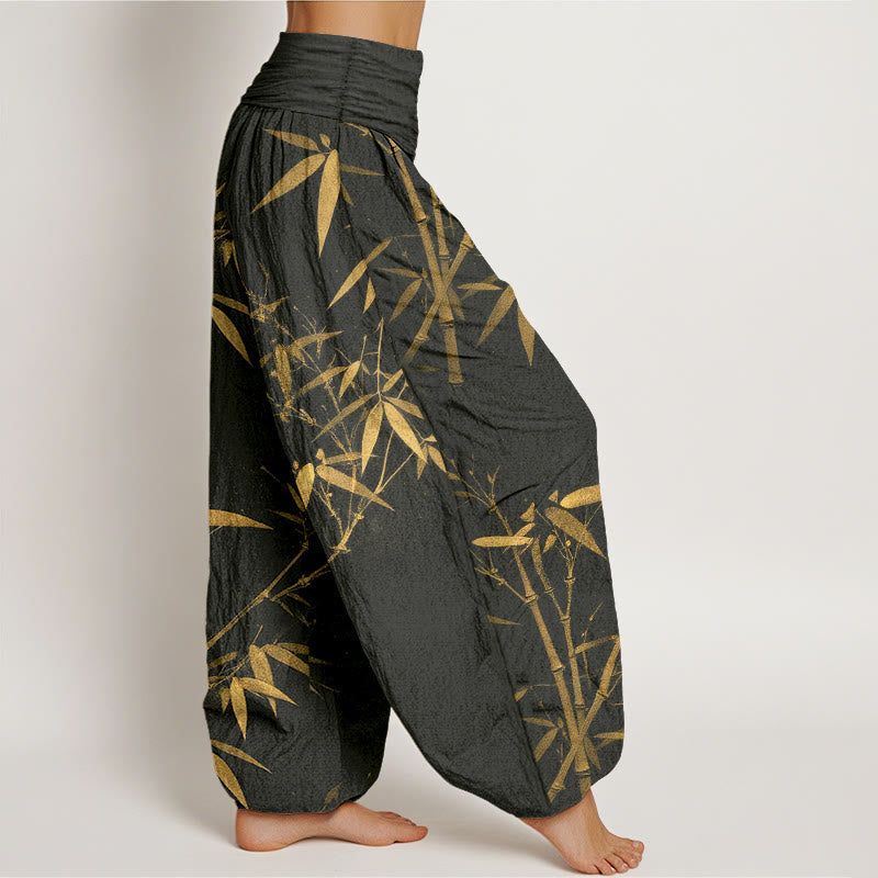 Nimara Ritual Pure Cotton Classical Bamboo Pattern Women's Elastic Waist Harem Pants