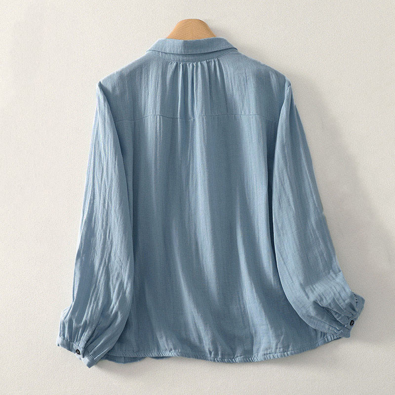 Nimara Ritual Solid Color Crew Neck Long Sleeve Women's Polyester Shirt