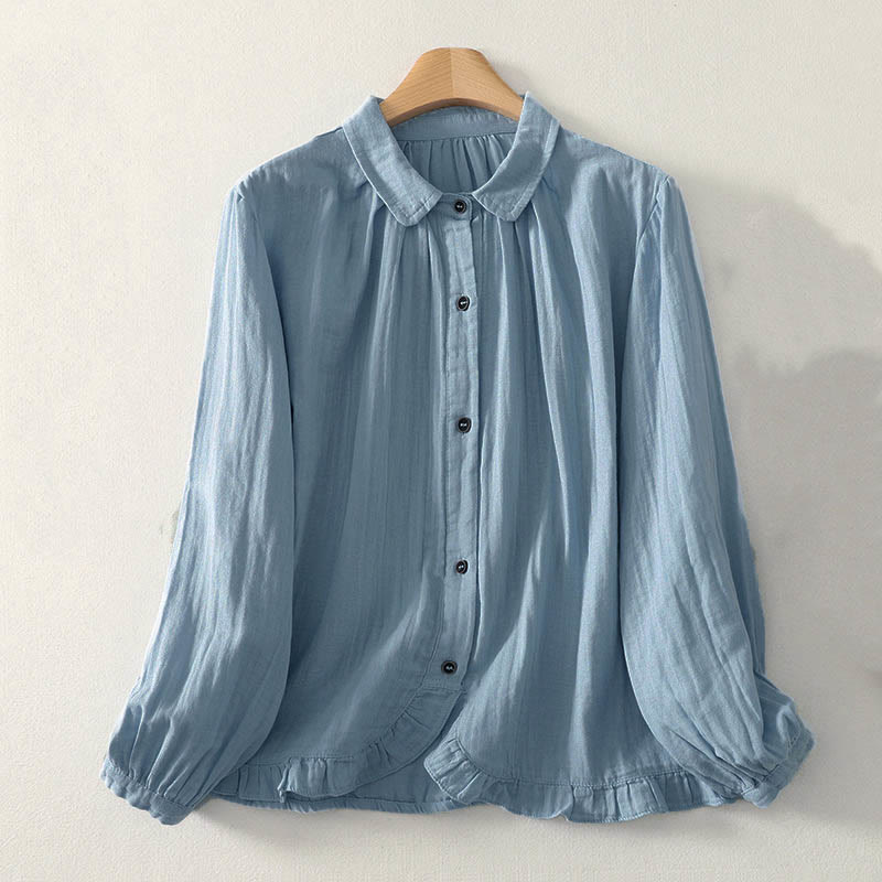 Nimara Ritual Solid Color Crew Neck Long Sleeve Women's Polyester Shirt