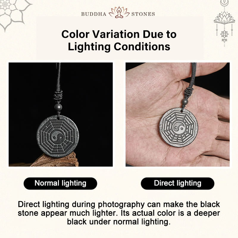Nimara Ritual Authentic Shungite Stone Yin Yang Bagua Protection Necklace Pendant
