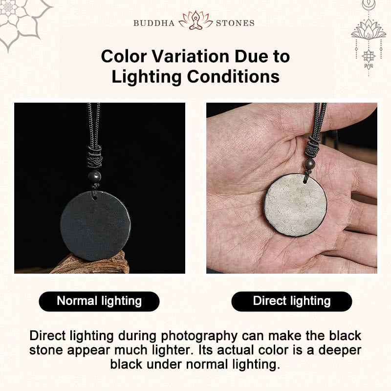 Nimara Ritual Circle Simple Design Authentic Shungite Stone Protection Necklace Pendant