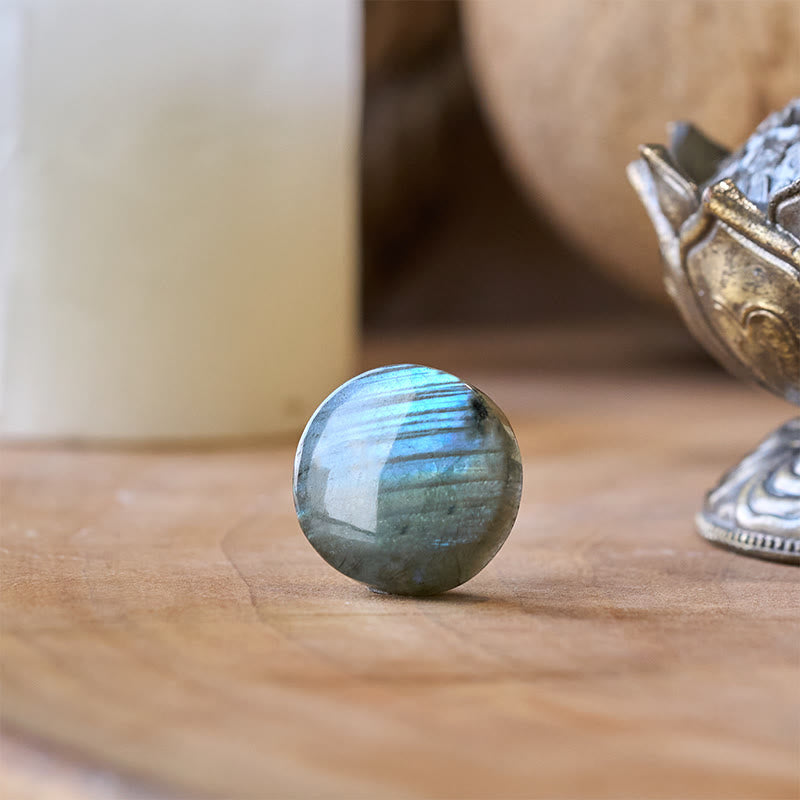 Nimara Ritual Natural Round Labradorite Healing Figurine Decoration