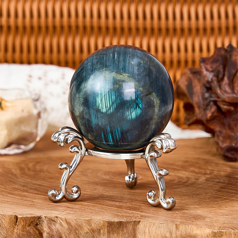 Nimara Ritual Round Ball Figurine Natural Labradorite Healing Statue Office Home Decoration