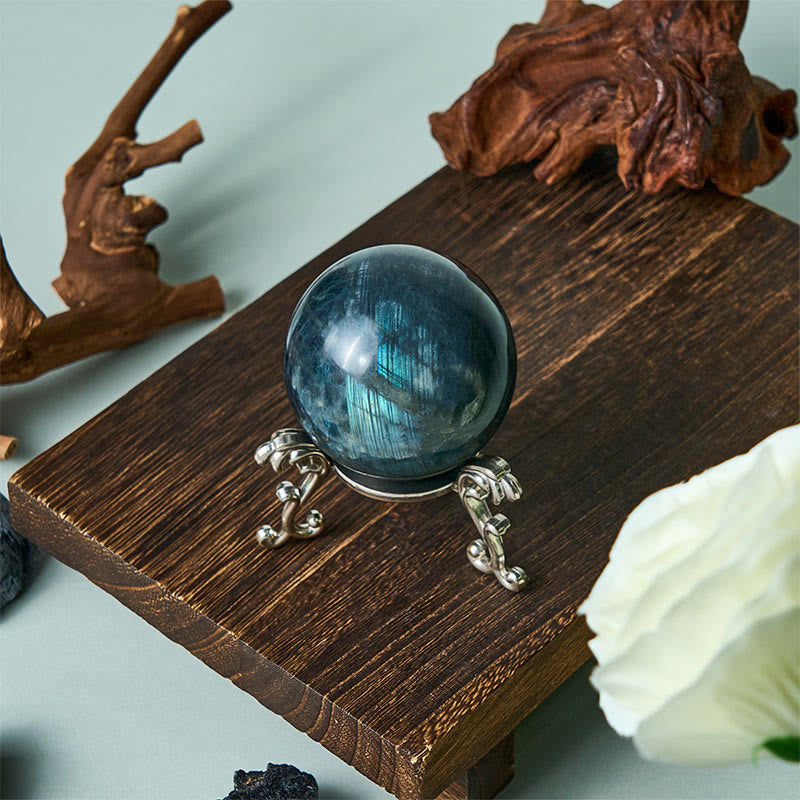 Nimara Ritual Round Ball Figurine Natural Labradorite Healing Statue Office Home Decoration