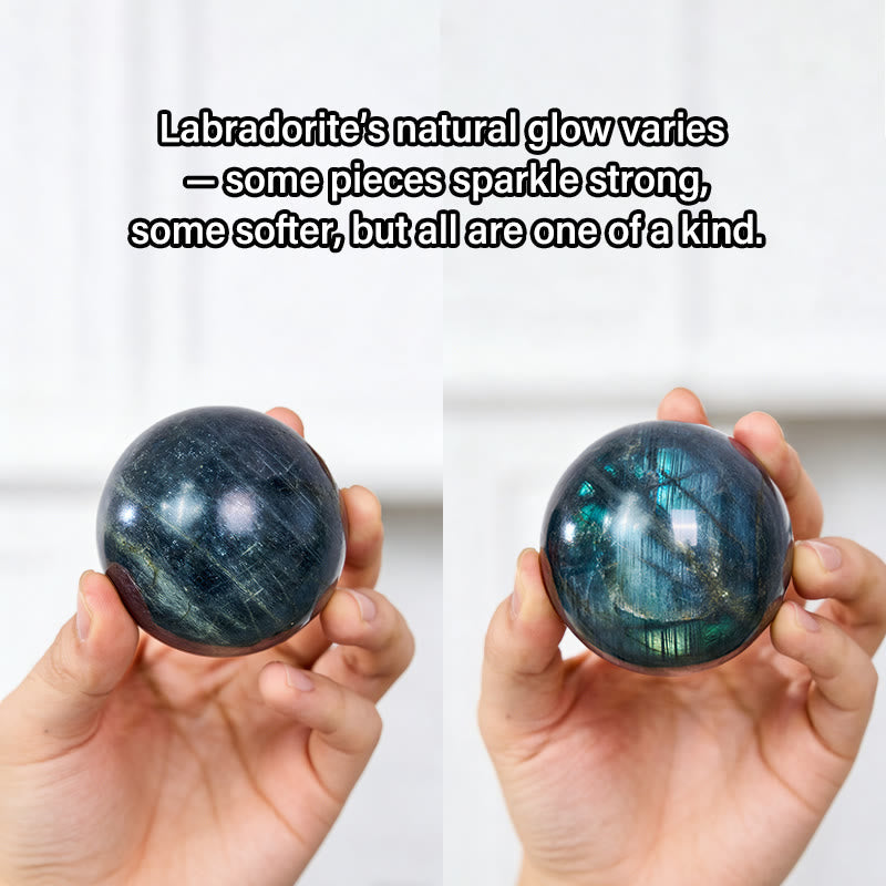 Nimara Ritual Round Ball Figurine Natural Labradorite Healing Statue Office Home Decoration