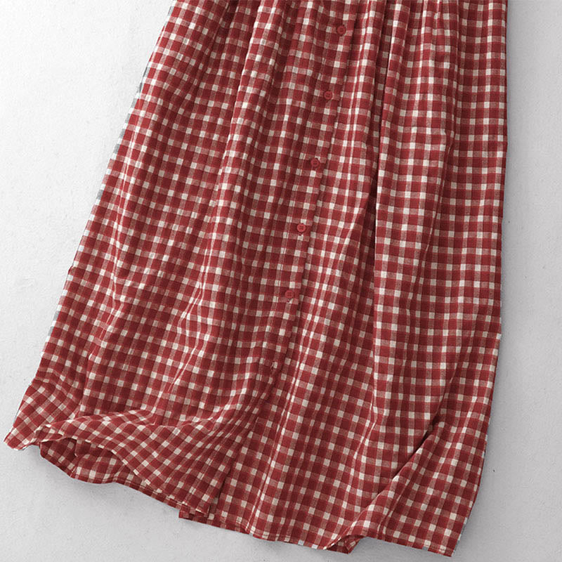 Nimara Ritual Plaid Sleeveless Summer Midi Dress With Pockets