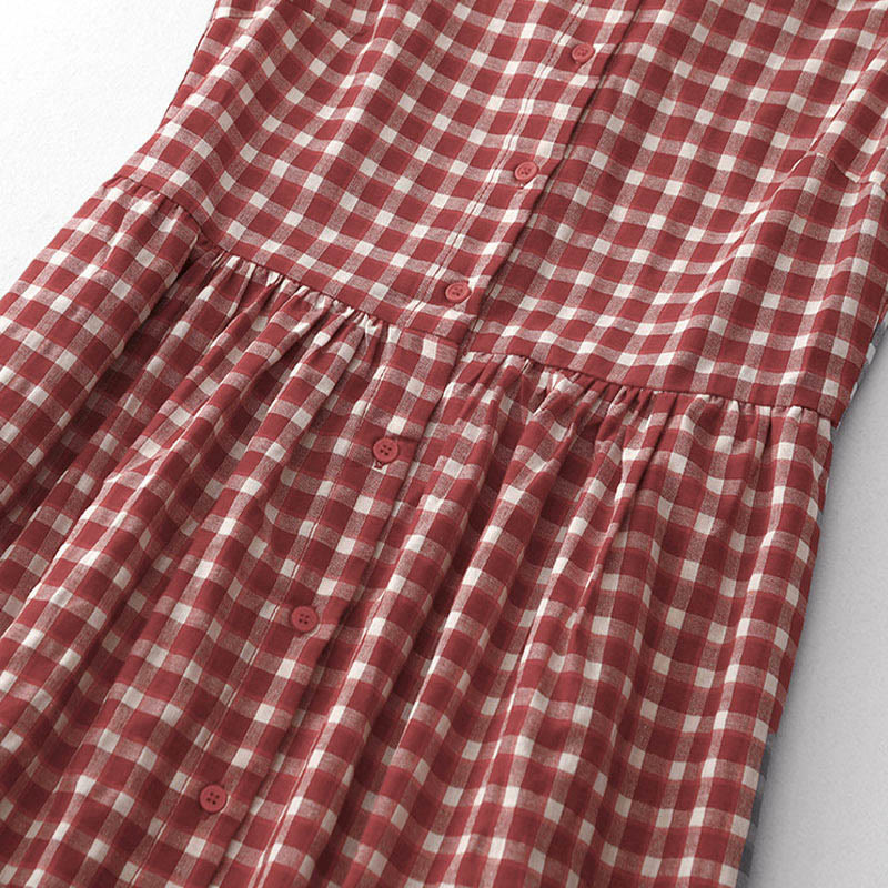 Nimara Ritual Plaid Sleeveless Summer Midi Dress With Pockets