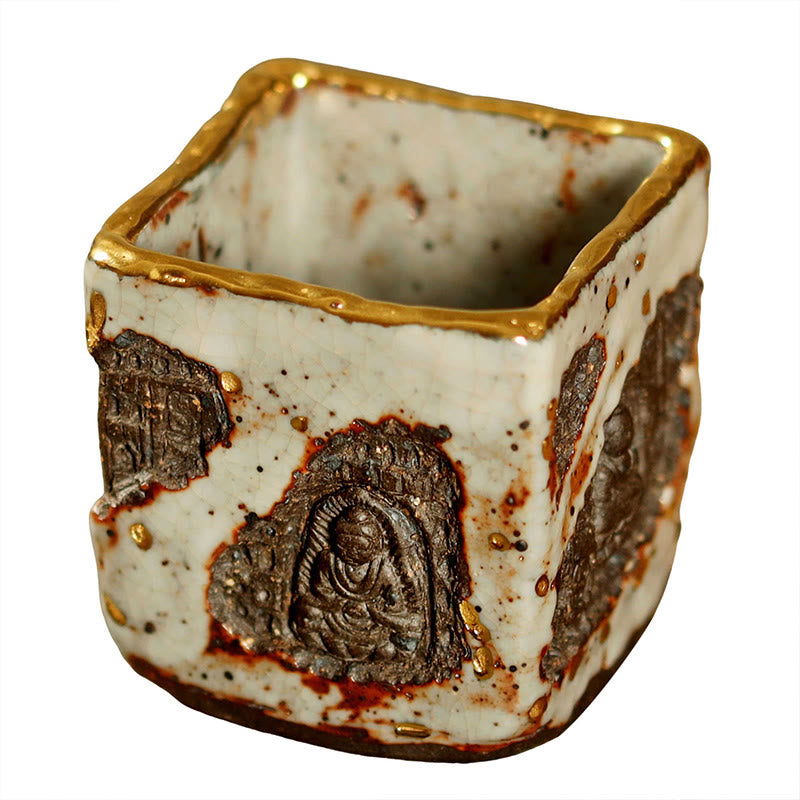 Nimara Ritual Hand-painted Dunhuang Buddha Shino Ceramic Teacup Kung Fu Tea Cup