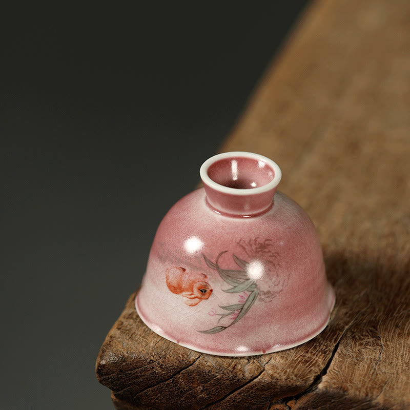 Nimara Ritual Hand-painted Rabbit Orchid Flower Begonia Ceramic Teacup Kung Fu Tea Cup 75ml
