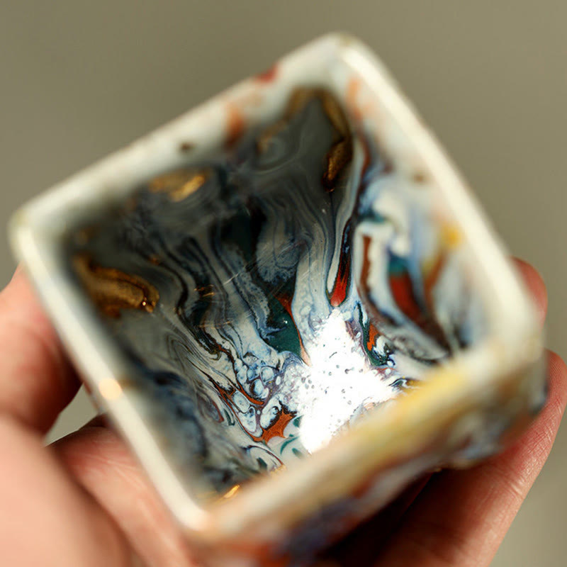 Nimara Ritual Hand-painted Dunhuang Meditating Buddha Shino Ceramic Teacup Kung Fu Tea Cup