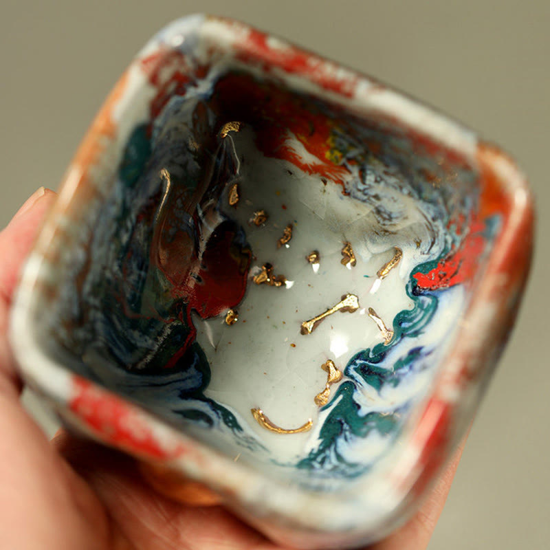 Nimara Ritual Hand-painted Dunhuang Meditating Buddha Shino Ceramic Teacup Kung Fu Tea Cup