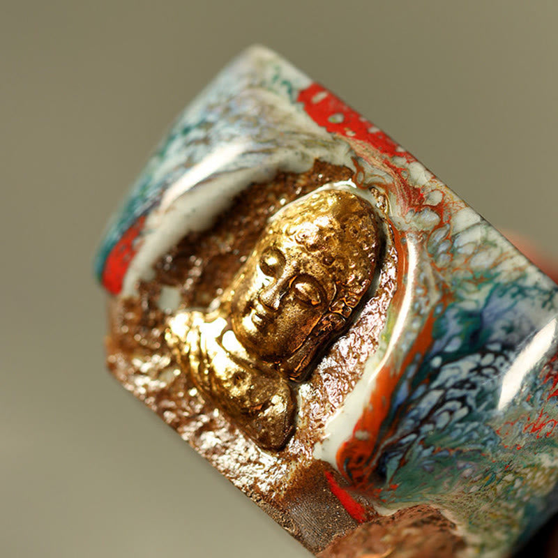 Nimara Ritual Hand-painted Dunhuang Meditating Buddha Shino Ceramic Teacup Kung Fu Tea Cup