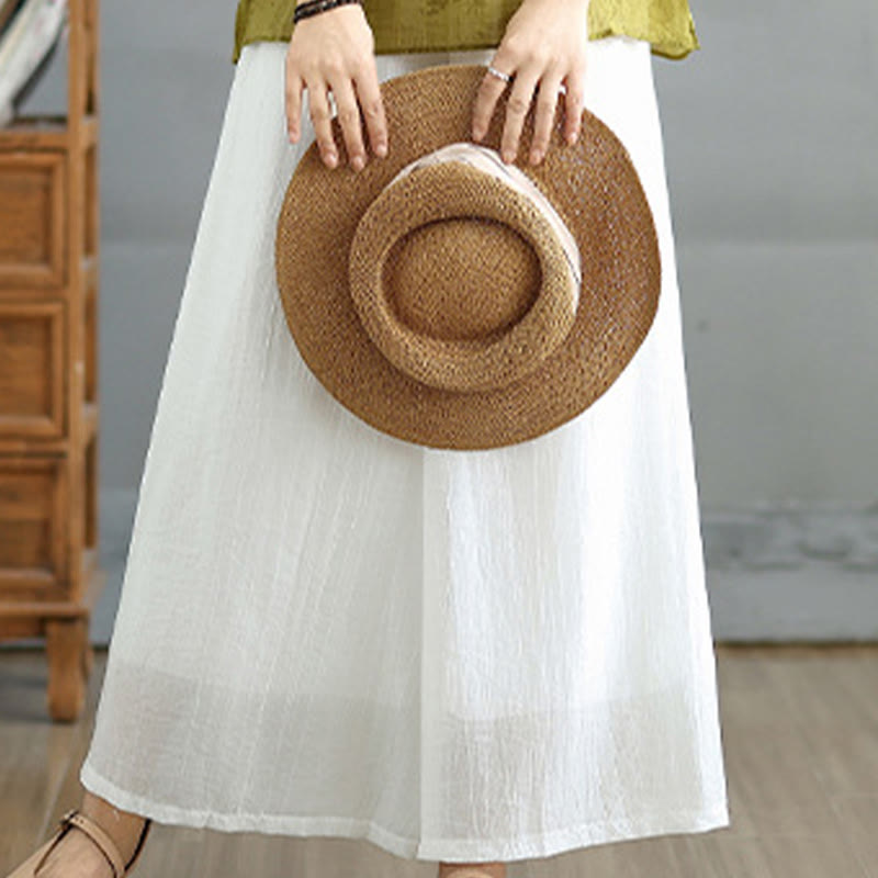Nimara Ritual Solid Color Elastic Waist Design Capri Cropped Women's Wide Leg Pants