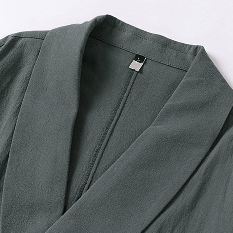 Nimara Ritual Summer V-Neck Lapel Half Sleeve Cotton Linen Men's Shirt