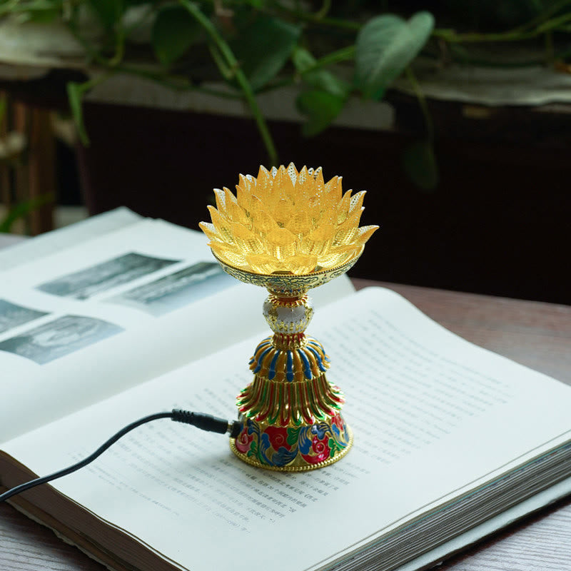 Nimara Ritual Lotus Liuli Glass Eight Auspicious Symbols Base Enlightenment Home Decoration