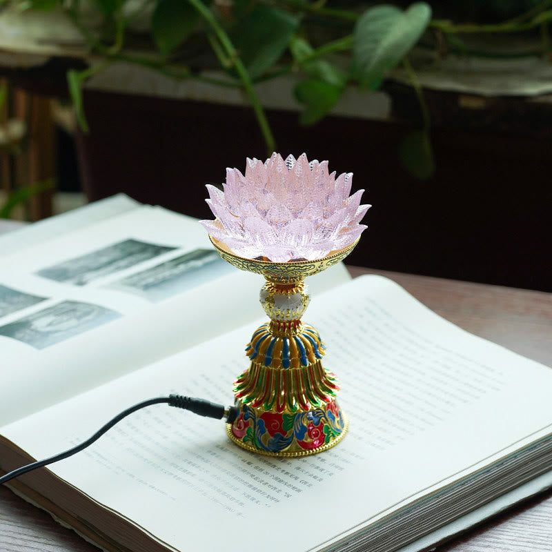 Nimara Ritual Lotus Liuli Glass Eight Auspicious Symbols Base Enlightenment Home Decoration
