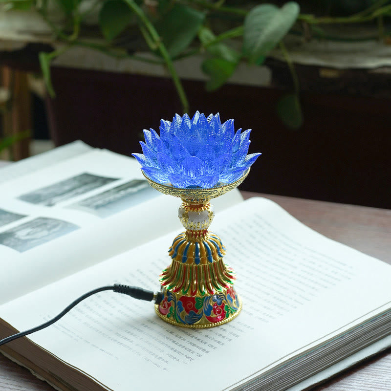 Nimara Ritual Lotus Liuli Glass Eight Auspicious Symbols Base Enlightenment Home Decoration