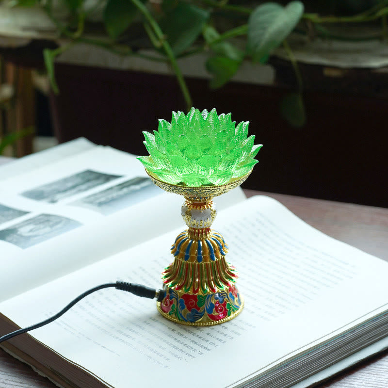 Nimara Ritual Lotus Liuli Glass Eight Auspicious Symbols Base Enlightenment Home Decoration