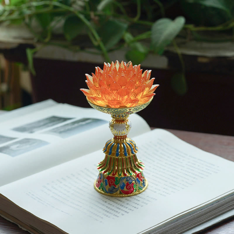 Nimara Ritual Lotus Liuli Glass Eight Auspicious Symbols Base Enlightenment Home Decoration