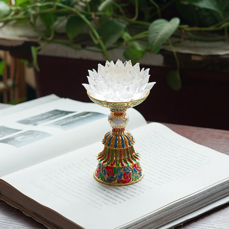 Nimara Ritual Lotus Liuli Glass Eight Auspicious Symbols Base Enlightenment Home Decoration
