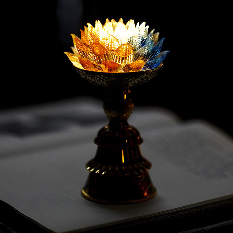 Nimara Ritual Lotus Liuli Glass Eight Auspicious Symbols Base Enlightenment Home Decoration
