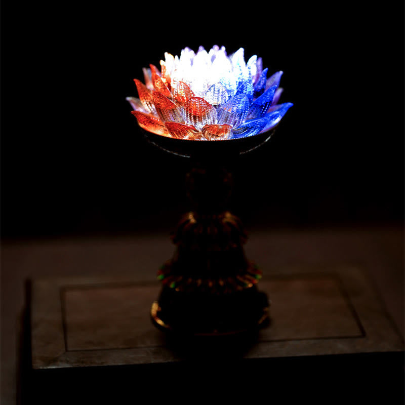 Nimara Ritual Lotus Liuli Glass Eight Auspicious Symbols Base Enlightenment Home Decoration