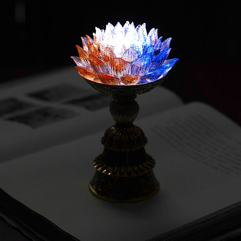 Nimara Ritual Lotus Liuli Glass Eight Auspicious Symbols Base Enlightenment Home Decoration