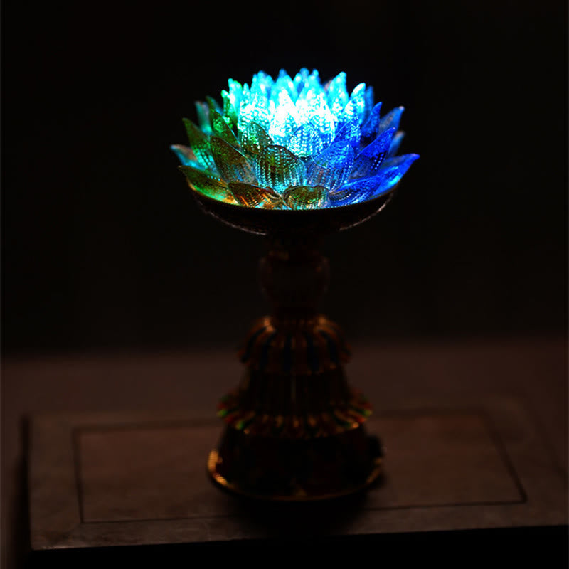 Nimara Ritual Lotus Liuli Glass Eight Auspicious Symbols Base Enlightenment Home Decoration