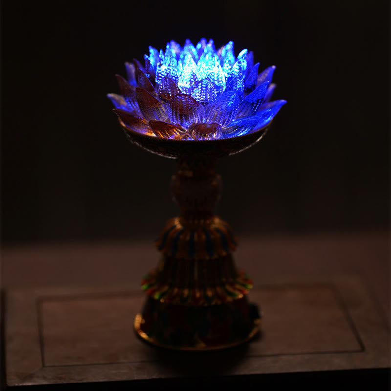 Nimara Ritual Lotus Liuli Glass Eight Auspicious Symbols Base Enlightenment Home Decoration