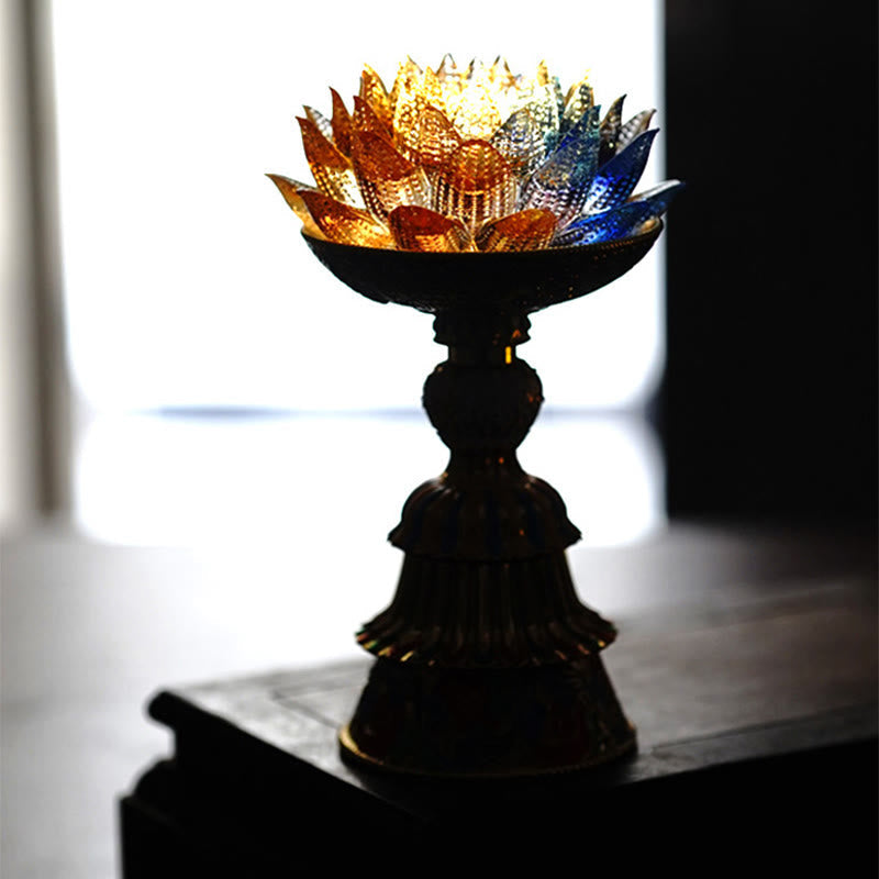 Nimara Ritual Lotus Liuli Glass Eight Auspicious Symbols Base Enlightenment Home Decoration