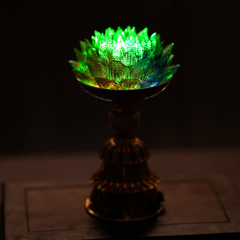 Nimara Ritual Lotus Liuli Glass Eight Auspicious Symbols Base Enlightenment Home Decoration