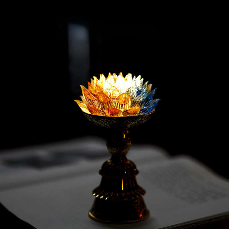 Nimara Ritual Lotus Liuli Glass Eight Auspicious Symbols Base Enlightenment Home Decoration