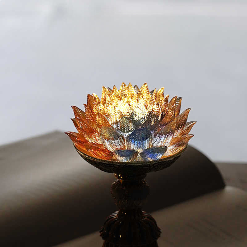 Nimara Ritual Lotus Liuli Glass Eight Auspicious Symbols Base Enlightenment Home Decoration