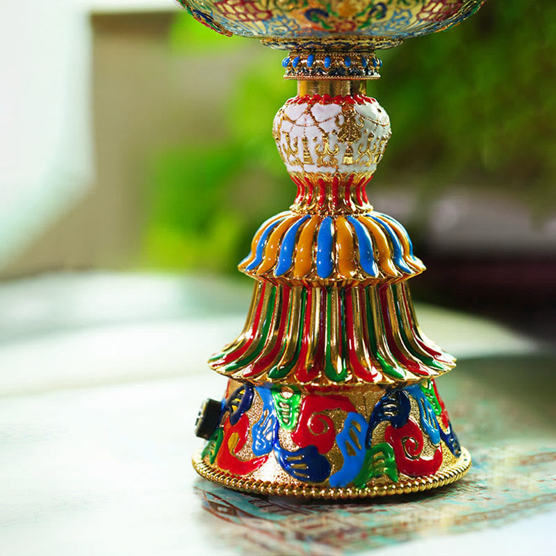 Nimara Ritual Lotus Liuli Glass Eight Auspicious Symbols Base Enlightenment Home Decoration