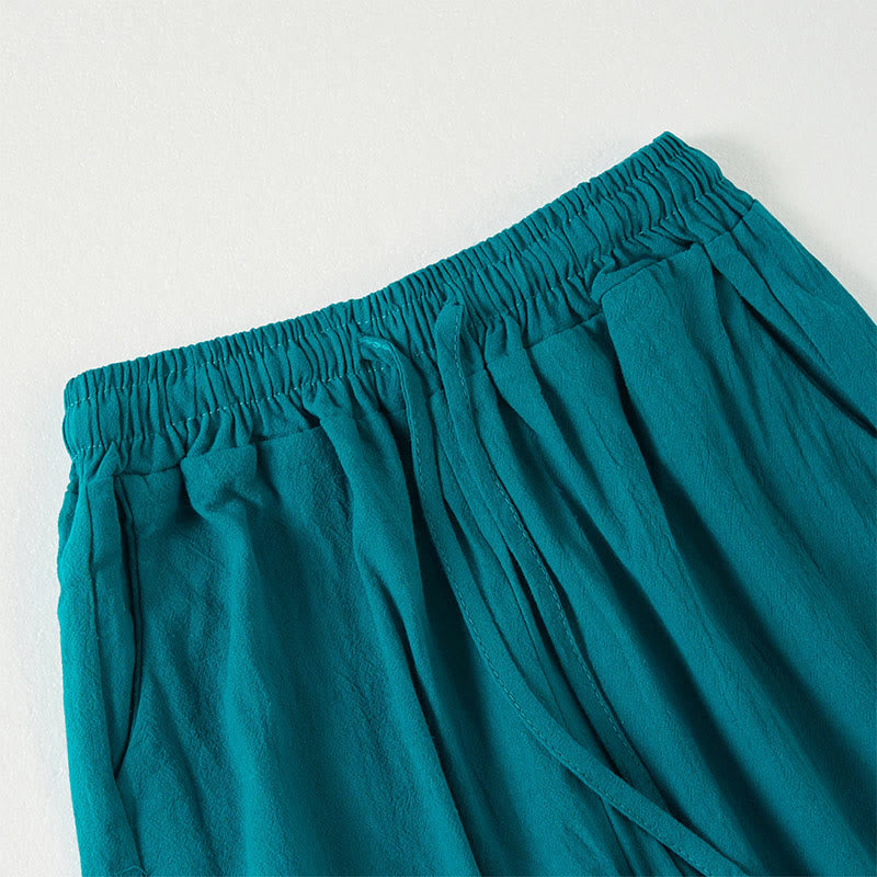 Nimara Ritual Plain Bohemian Stripes Women's Wide Leg Pants With Pockets