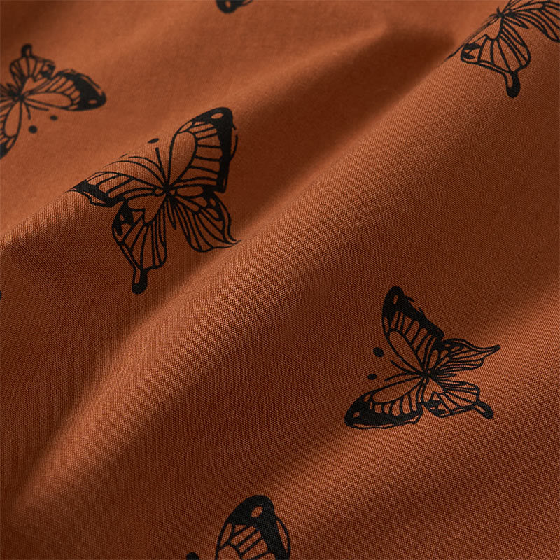 Nimara Ritual Butterfly Pattern V-Neck Long Sleeve Women's Polyester Shirt