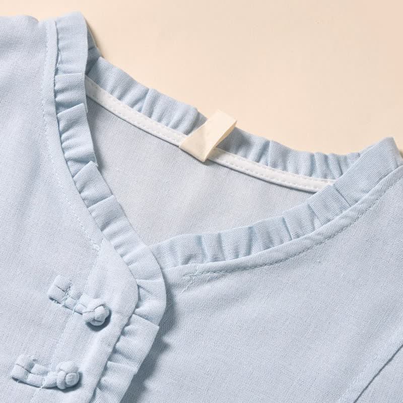 Nimara Ritual Summer Commute Pleated Design Buttons Short Sleeve Cotton Midi Dress
