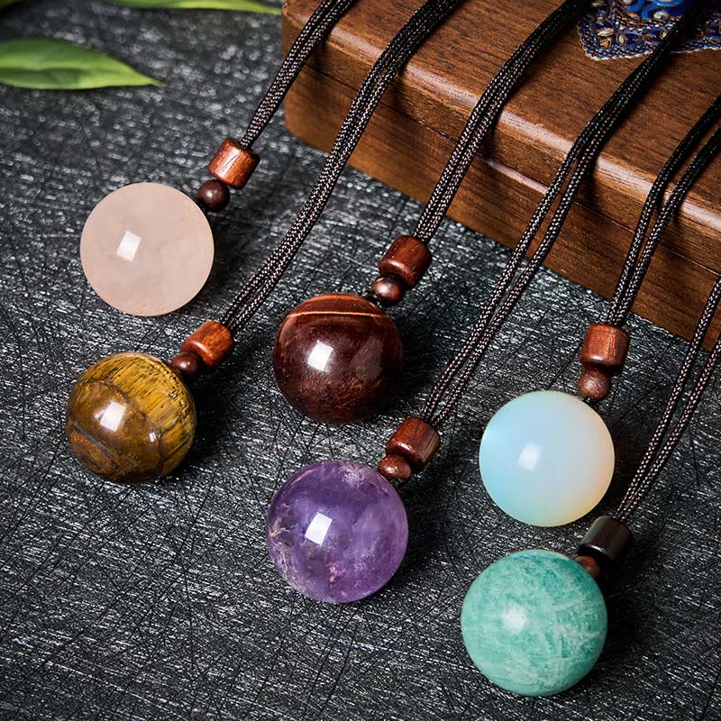 Nimara Ritual White Crystal Pink Crystal Tiger Eye Smoky Quartz Protection Necklace Pendant