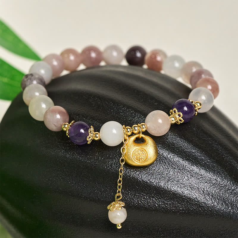 Nimara Ritual Golden Silk Jade Fu Character Rabbit Ward Off Evil Spirits Bracelet