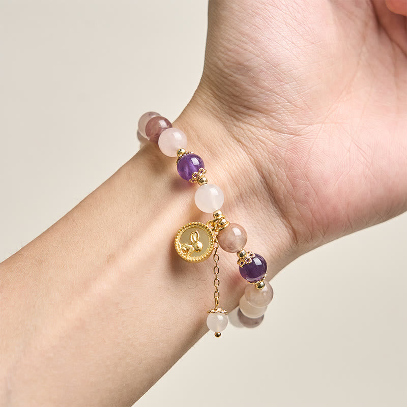 Nimara Ritual Golden Silk Jade Fu Character Rabbit Ward Off Evil Spirits Bracelet