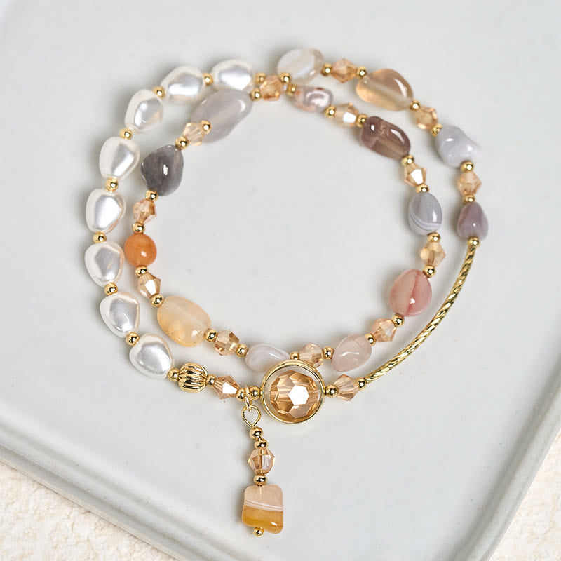 Nimara Ritual Irregular Pearl Glass Bead Double Wrap Bracelet