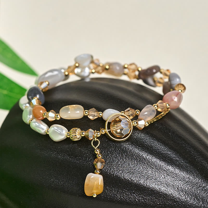 Nimara Ritual Irregular Pearl Glass Bead Double Wrap Bracelet
