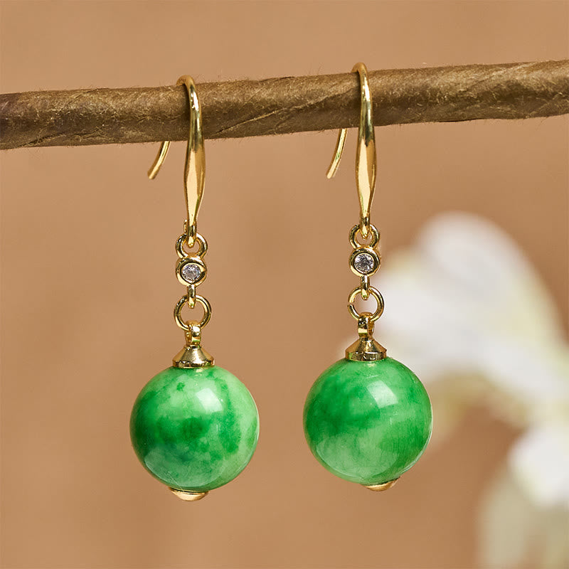 Nimara Ritual 925 Sterling Silver Green Chalcedony Strength Courage Earrings