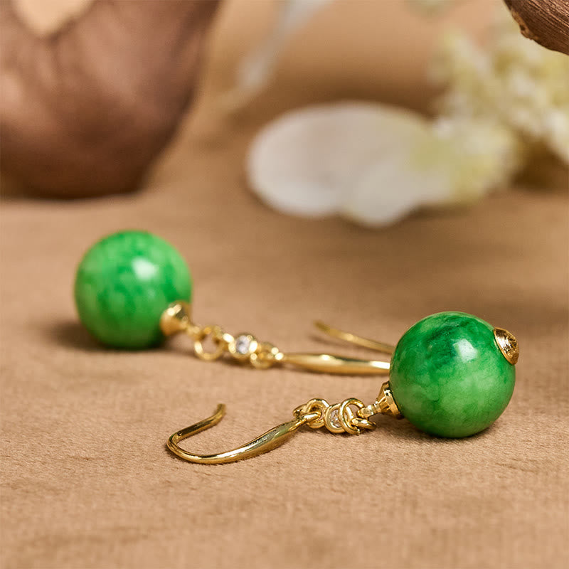 Nimara Ritual 925 Sterling Silver Green Chalcedony Strength Courage Earrings